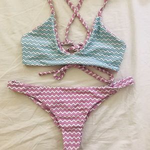 MOANA BIKINI striped set - reversible top